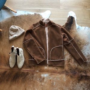 Tan suede/sherpa lined jacket